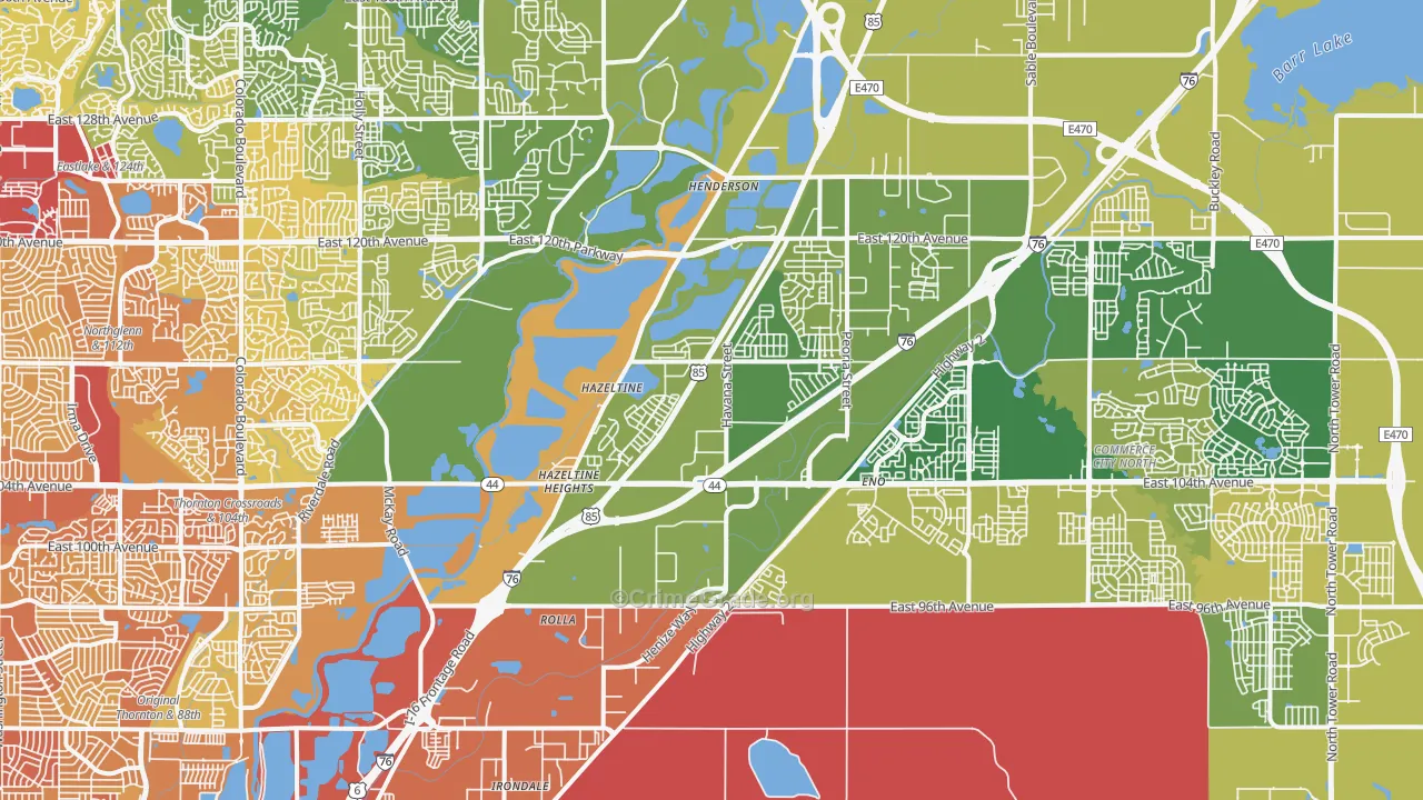 Henderson, CO Map of Vehicle Theft Rates