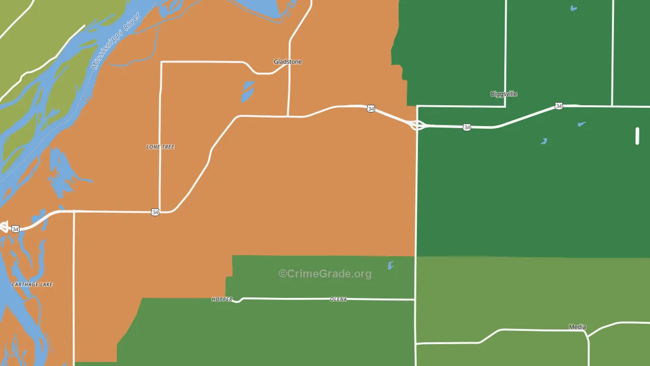 Henderson County, IL Map of Vehicle Theft Rates