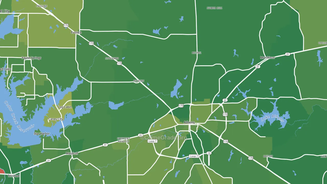 Henderson County, TX Map of Vehicle Theft Rates