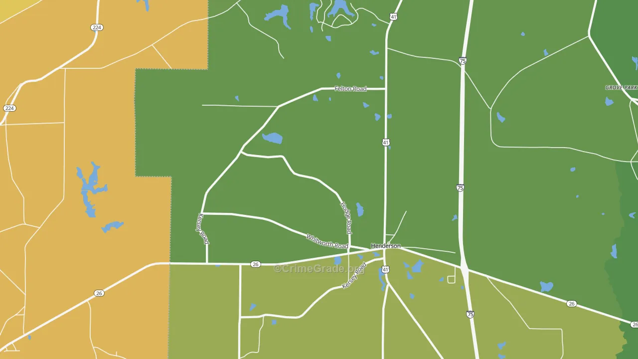 Henderson, GA Map of Vehicle Theft Rates
