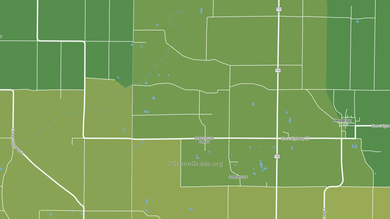 Henderson Grove, IL Map of Vehicle Theft Rates