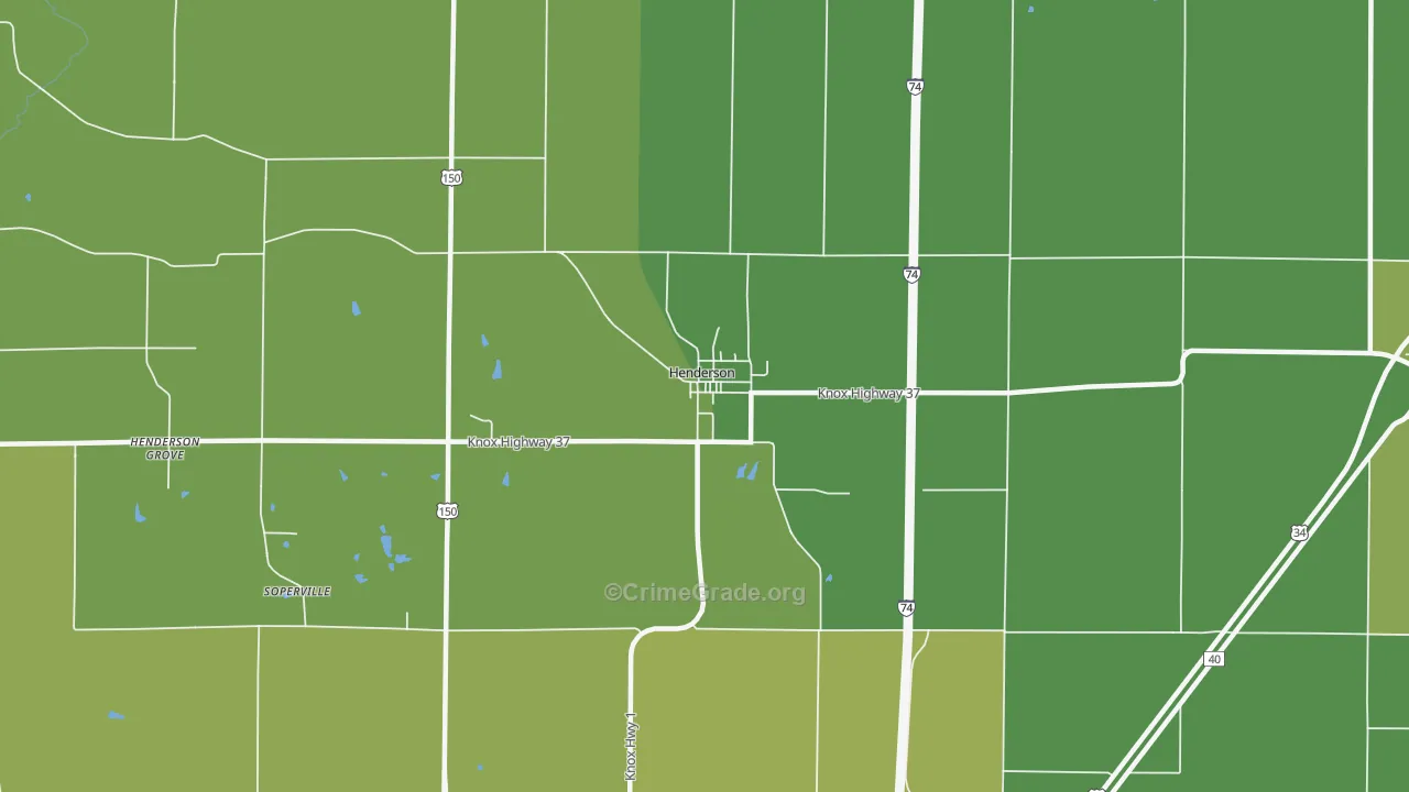 Henderson, IL Map of Vehicle Theft Rates