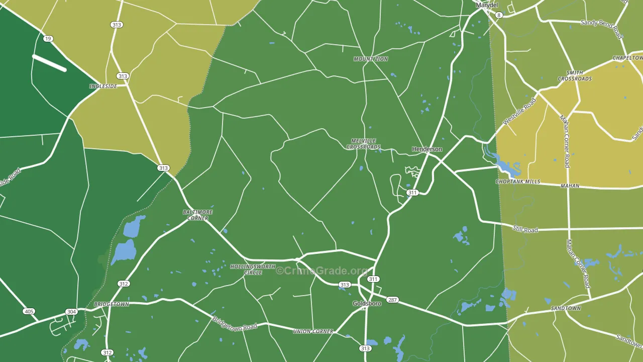 Henderson, MD Map of Vehicle Theft Rates