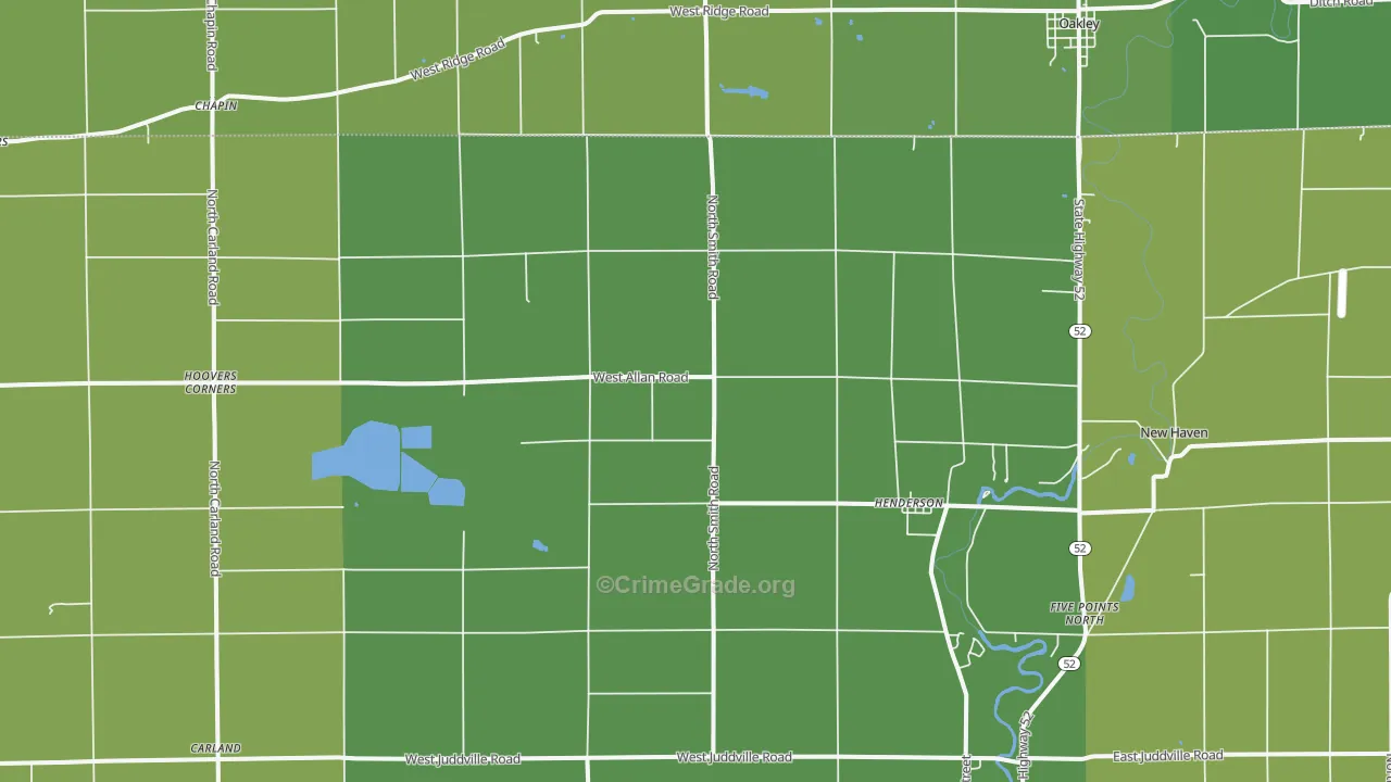 Henderson, MI Map of Vehicle Theft Rates