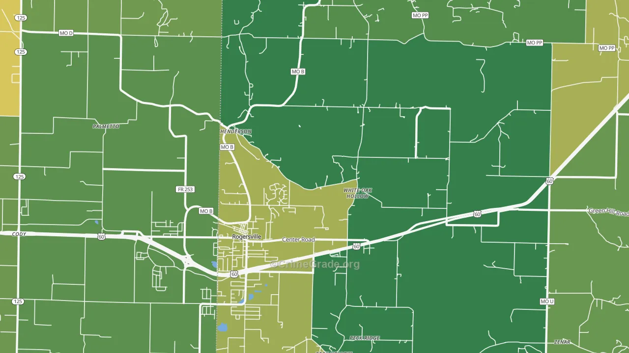 Henderson, MO Map of Vehicle Theft Rates