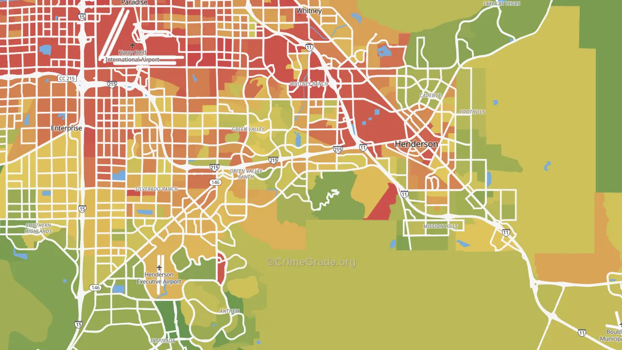 Henderson, NV Map of Vehicle Theft Rates