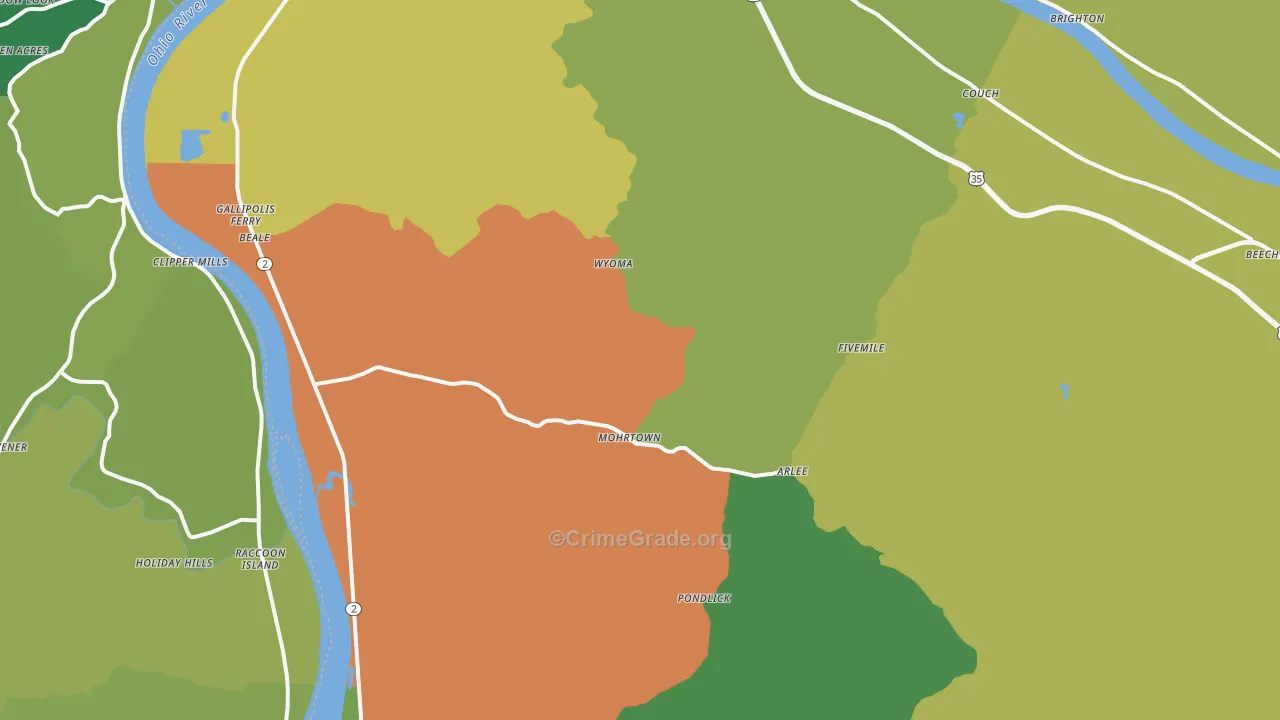Henderson, WV Map of Vehicle Theft Rates