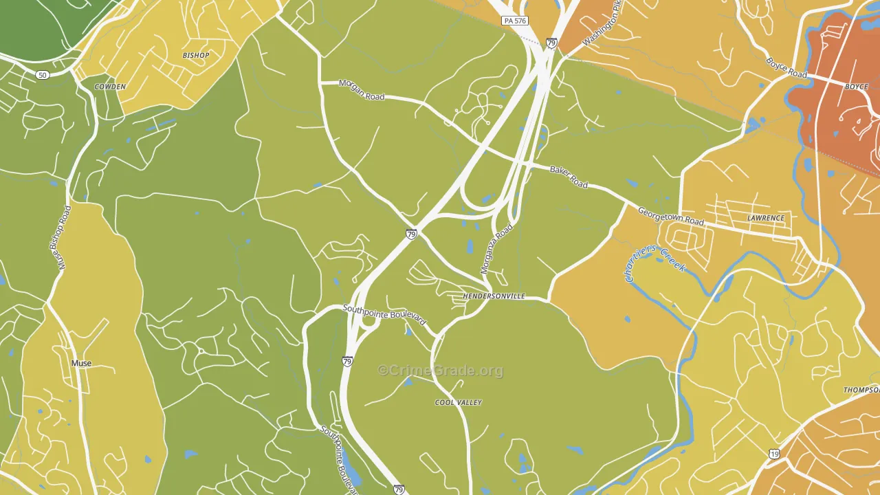 Hendersonville, PA Map of Vehicle Theft Rates