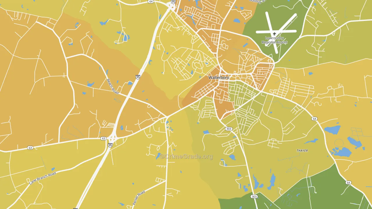 Hendersonville, SC Map of Vehicle Theft Rates