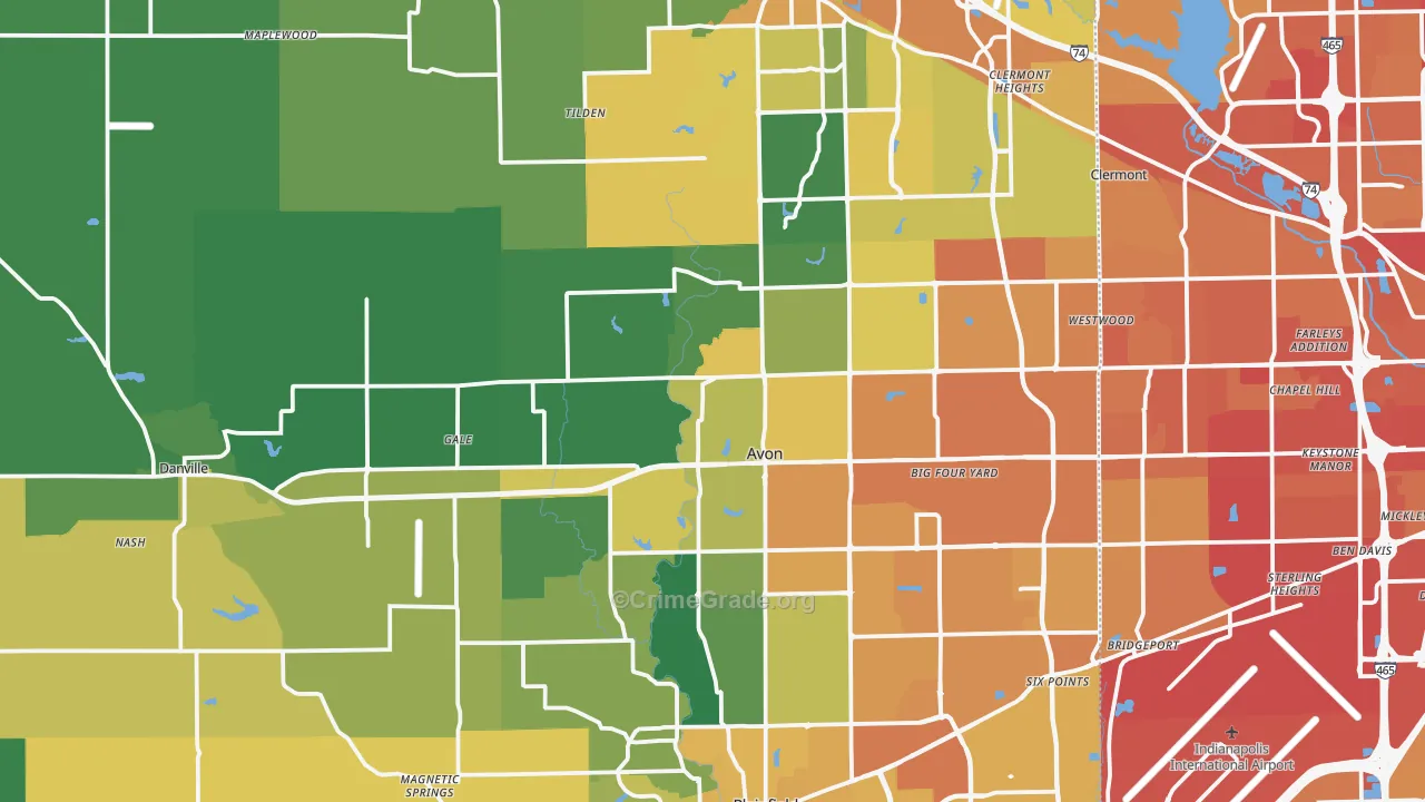 Hendricks County, IN Map of Vehicle Theft Rates