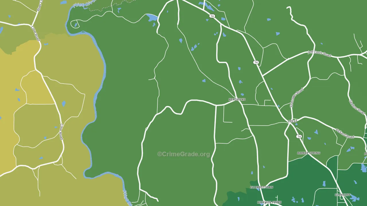 Hendricks, GA Map of Vehicle Theft Rates