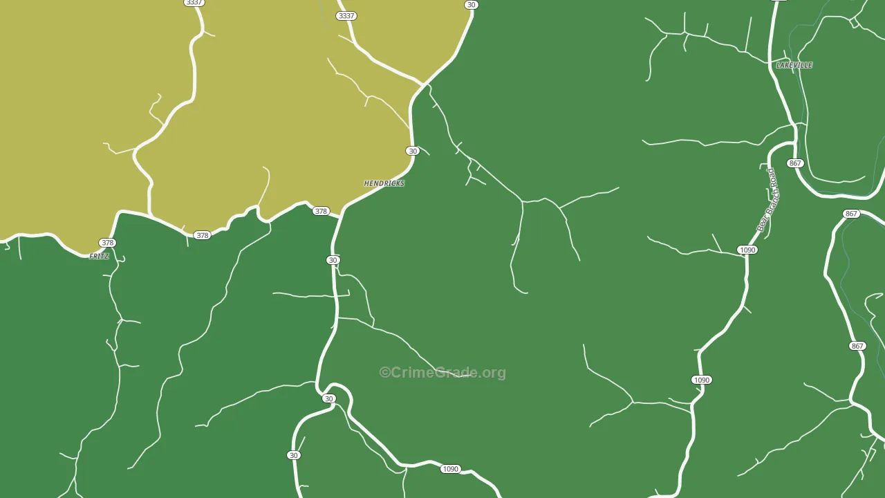 Hendricks, KY Map of Vehicle Theft Rates