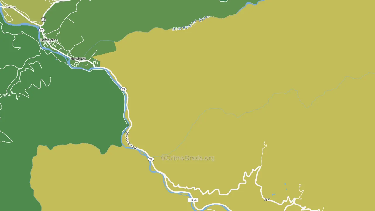 Hendricks, WV Map of Vehicle Theft Rates