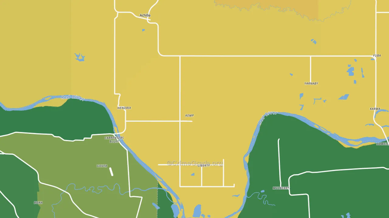Hendrix, OK Map of Vehicle Theft Rates