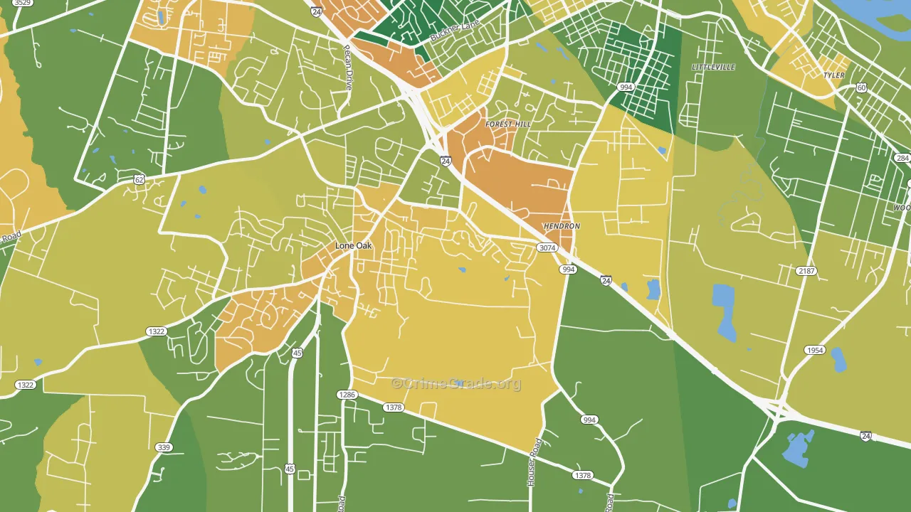 Hendron, KY Map of Vehicle Theft Rates