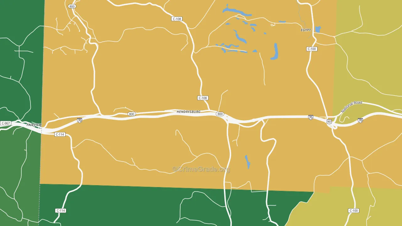 Hendrysburg, OH Map of Vehicle Theft Rates