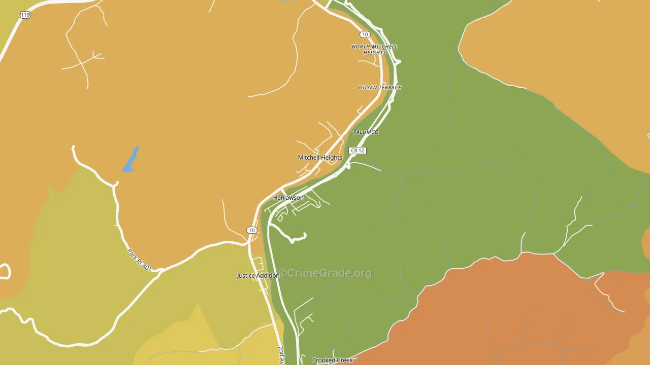 Henlawson, WV Map of Vehicle Theft Rates
