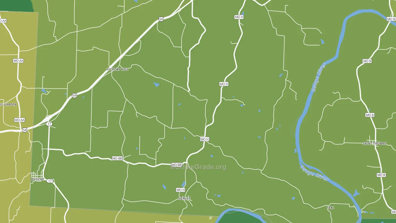 Henley, MO Map of Vehicle Theft Rates