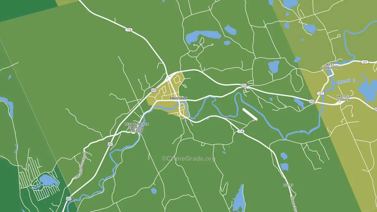 Henniker, NH Map of Vehicle Theft Rates