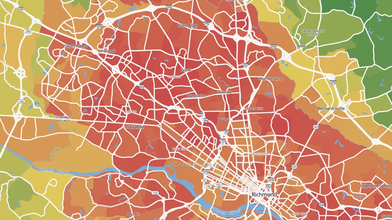 Henrico County, VA Map of Vehicle Theft Rates
