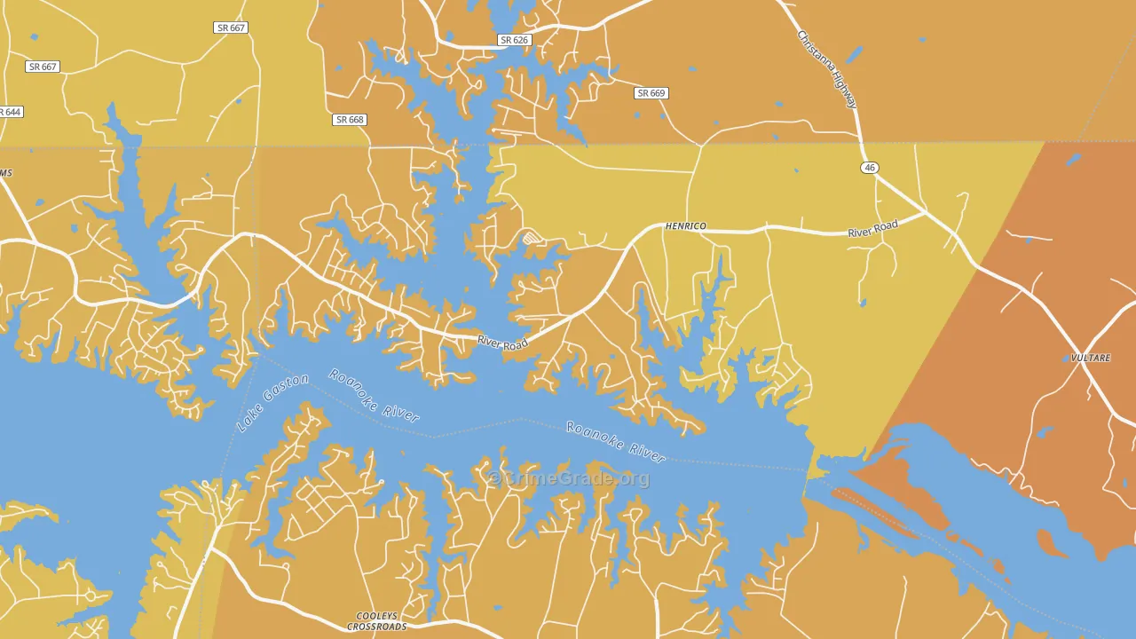 Henrico, NC Map of Vehicle Theft Rates