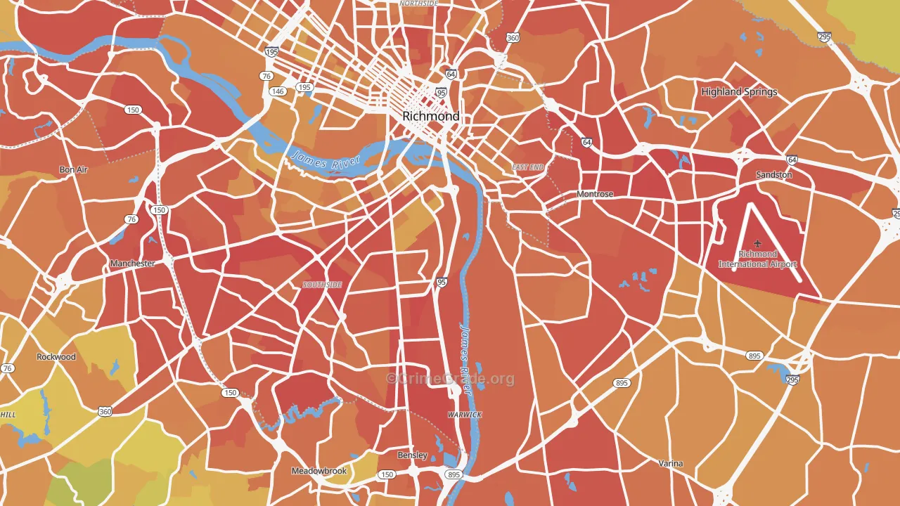 Henrico, VA Map of Vehicle Theft Rates