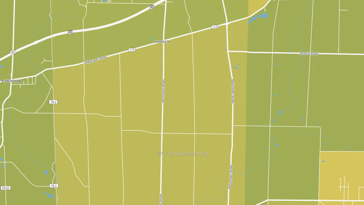 Henrietta, OH Map of Vehicle Theft Rates