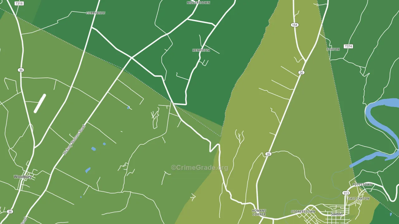 Henrietta, PA Map of Vehicle Theft Rates