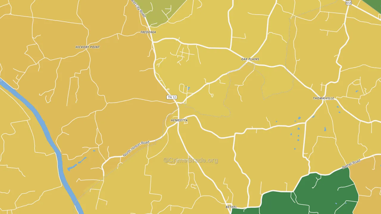 Henrietta, TN Map of Vehicle Theft Rates