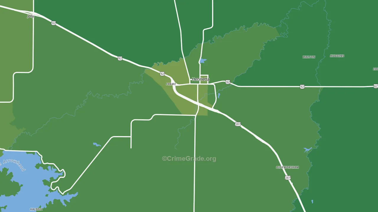 Henrietta, TX Map of Vehicle Theft Rates
