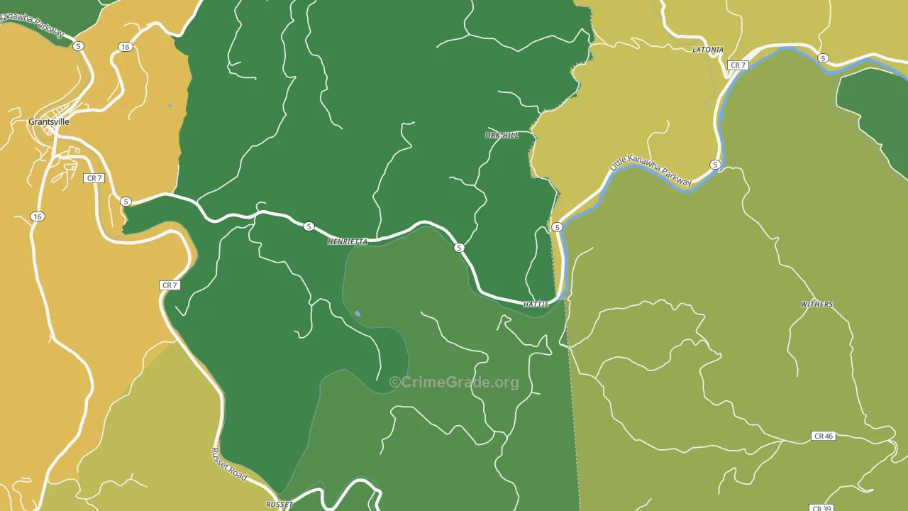 Henrietta, WV Map of Vehicle Theft Rates
