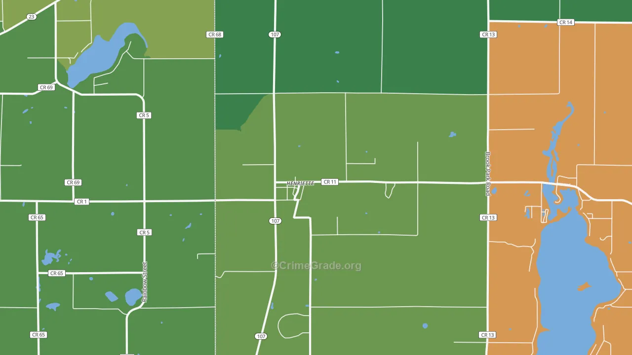 Henriette, MN Map of Vehicle Theft Rates