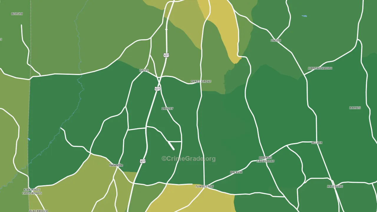Henry County, AL Map of Vehicle Theft Rates