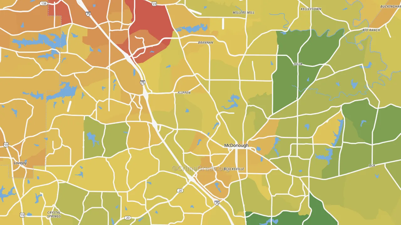 Henry County, GA Map of Vehicle Theft Rates