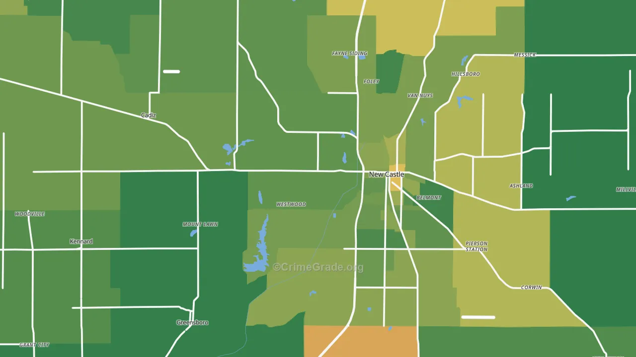 Henry County, IN Map of Vehicle Theft Rates