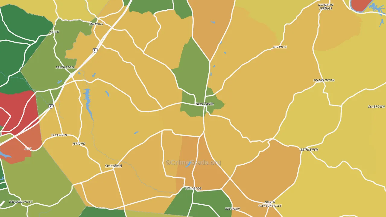 Henry County, KY Map of Vehicle Theft Rates