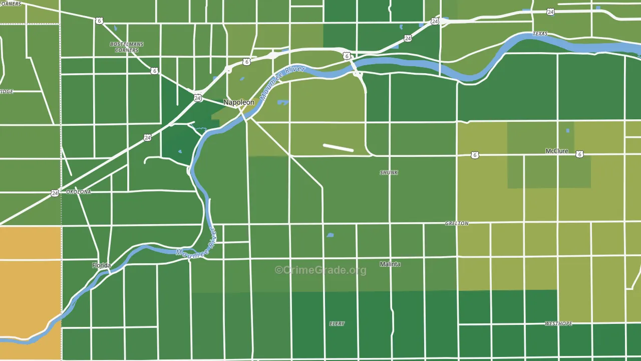 Henry County, OH Map of Vehicle Theft Rates
