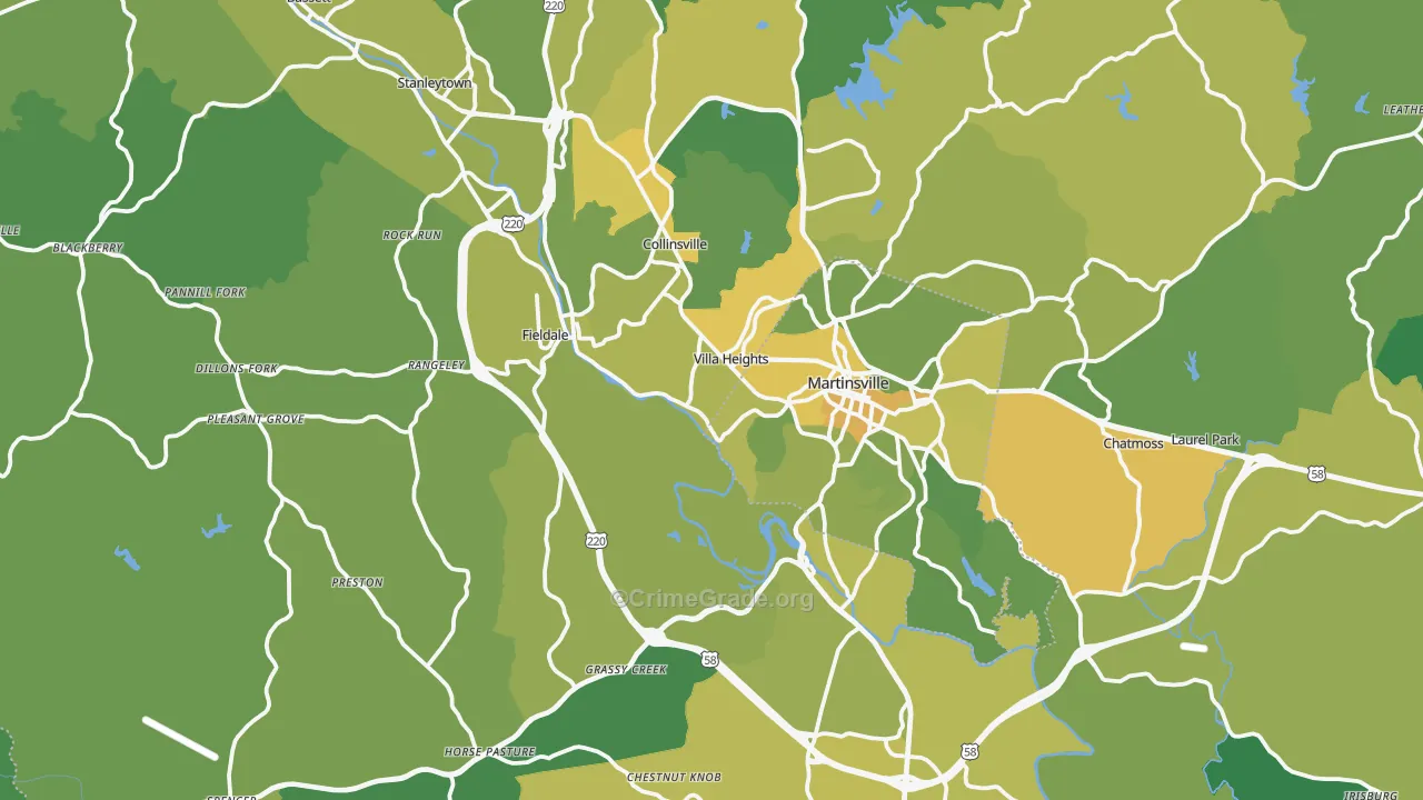 Henry County, VA Map of Vehicle Theft Rates