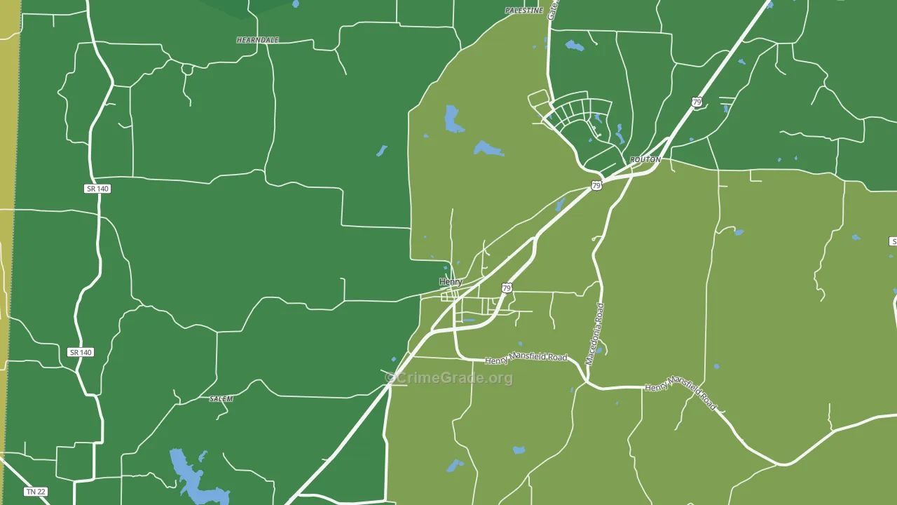 Henry, TN Map of Vehicle Theft Rates