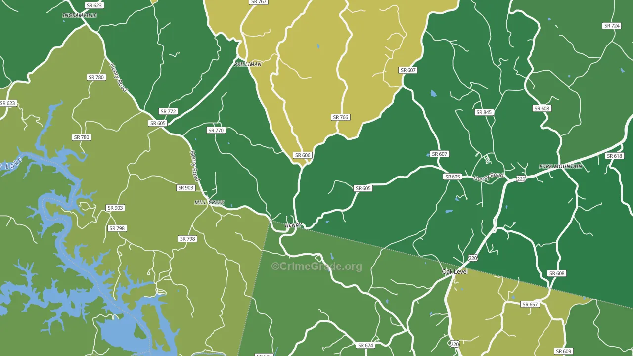 Henry, VA Map of Vehicle Theft Rates
