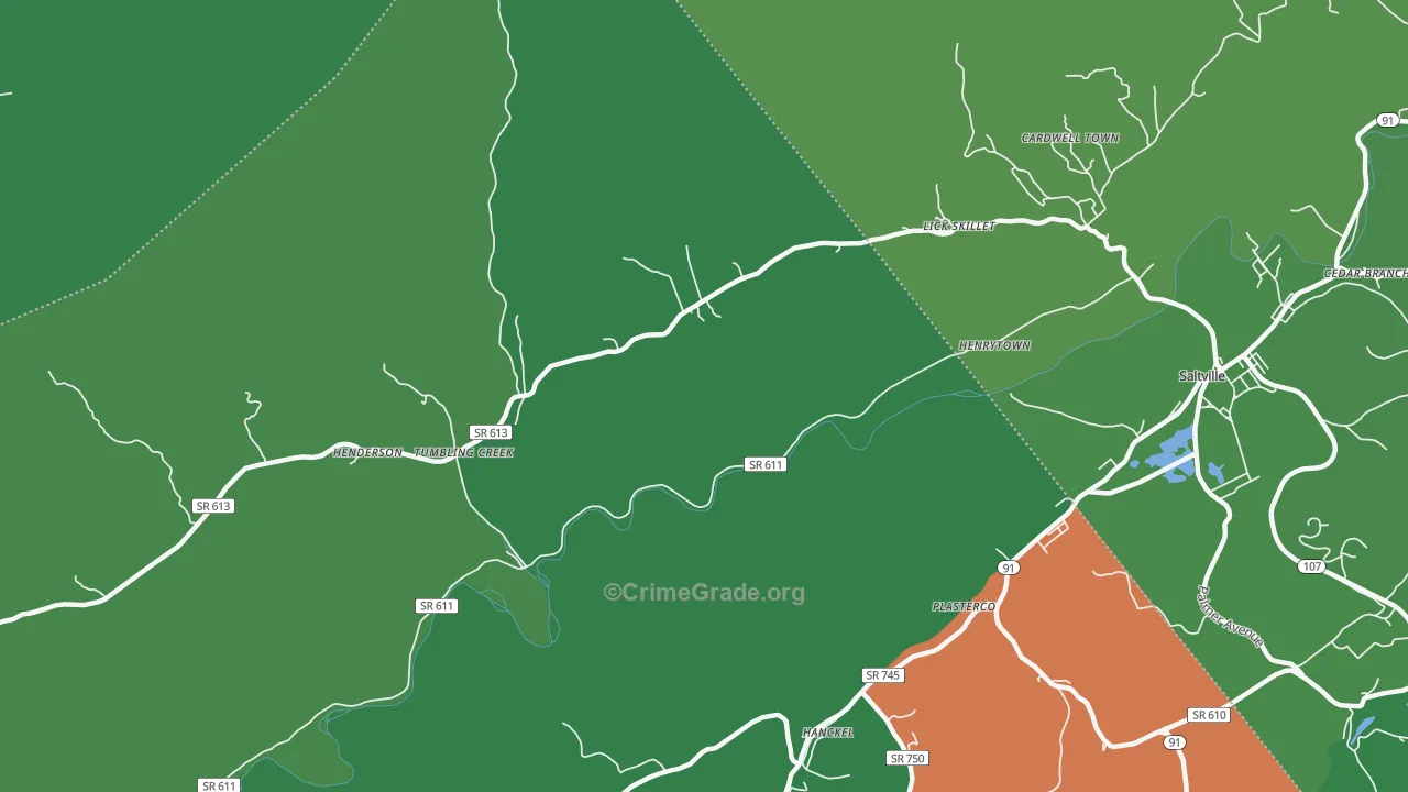 Henrytown, VA Map of Vehicle Theft Rates