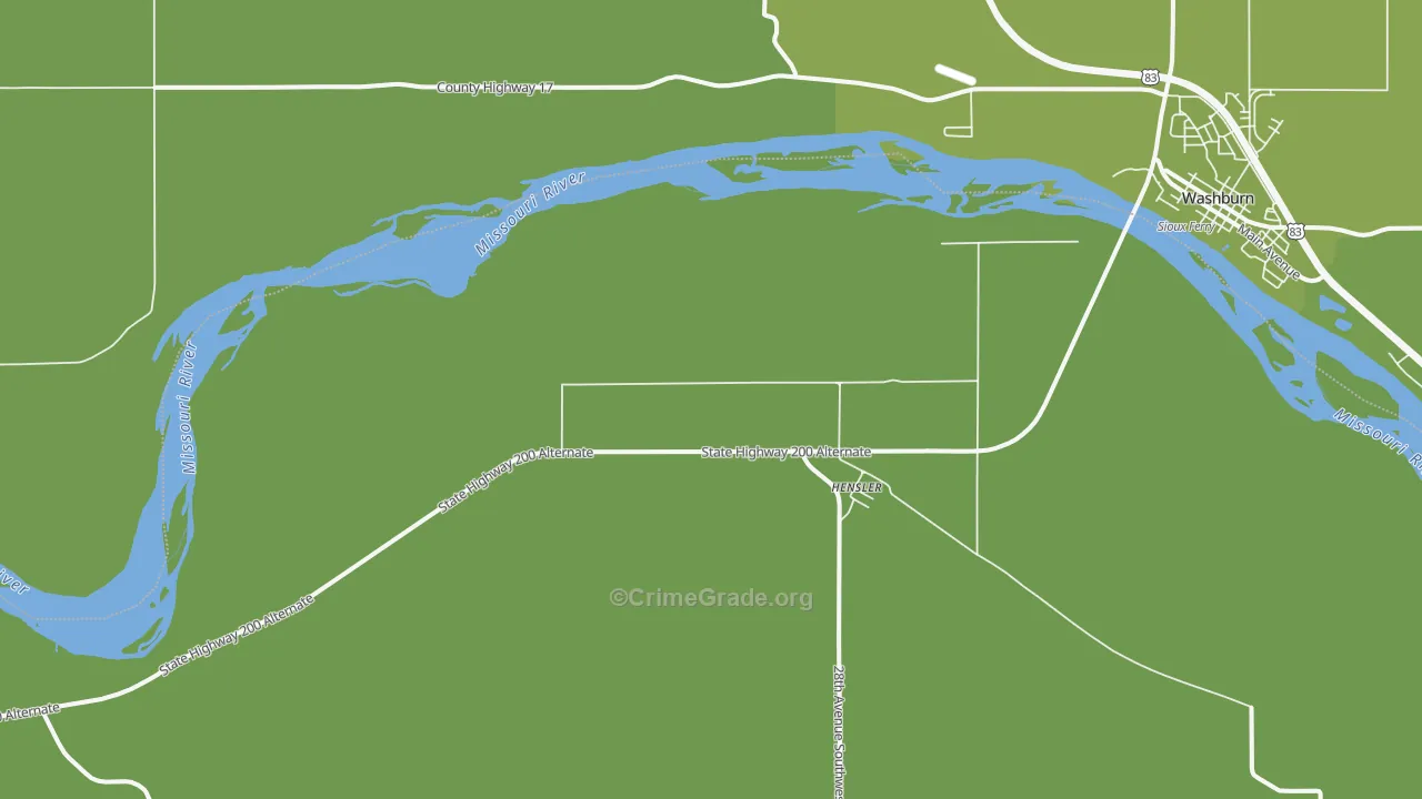 Hensler, ND Map of Vehicle Theft Rates
