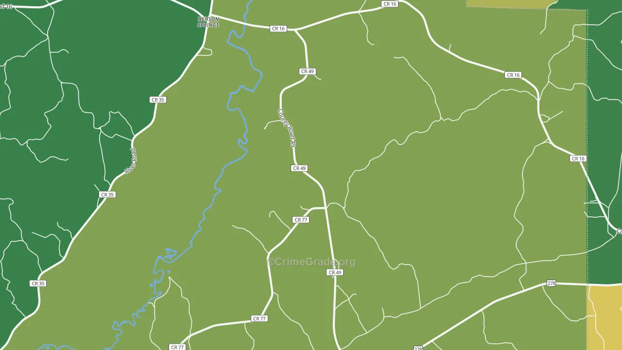 Henson Springs, AL Map of Vehicle Theft Rates