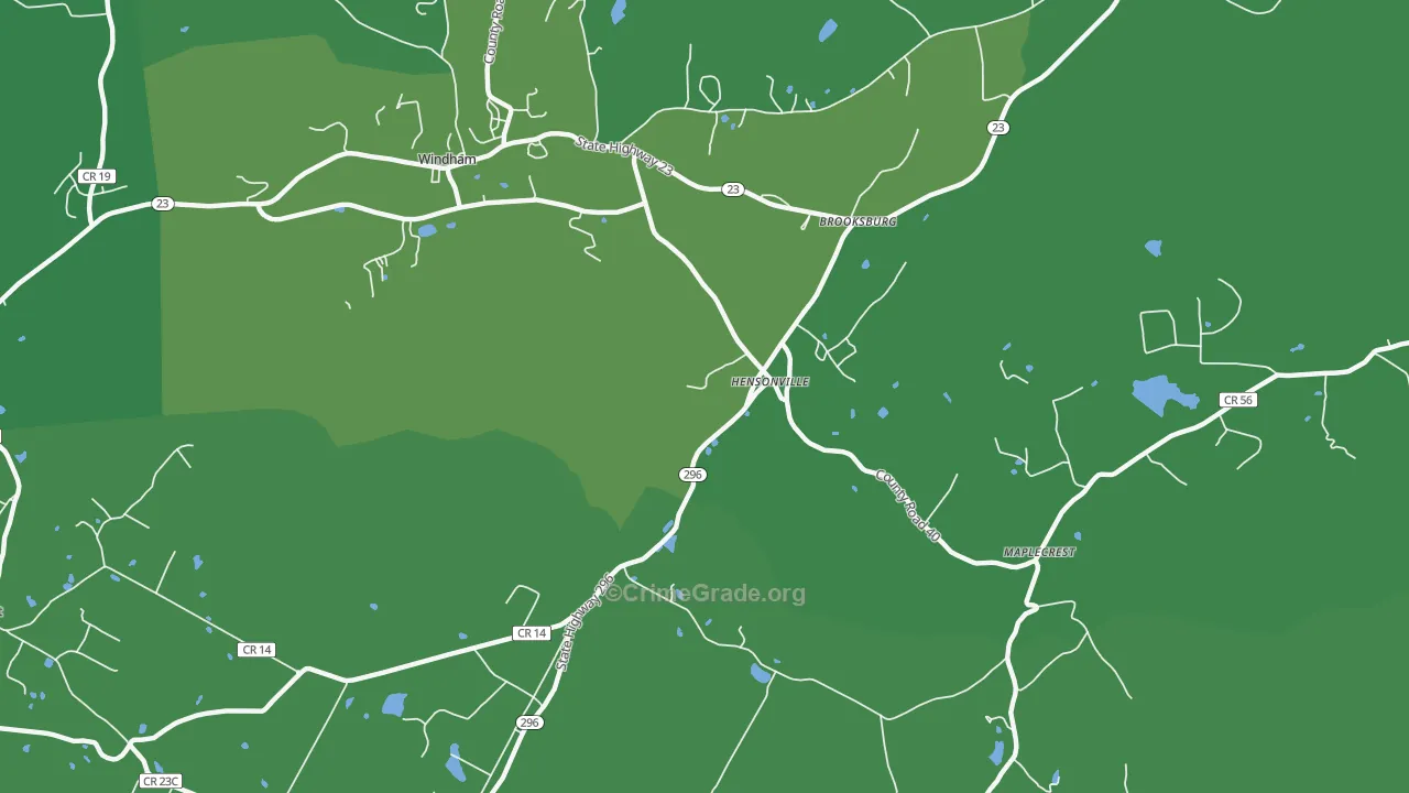 Hensonville, NY Map of Vehicle Theft Rates