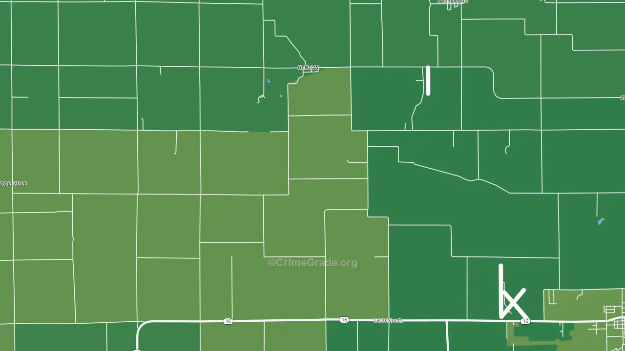 Henton, IL Map of Vehicle Theft Rates