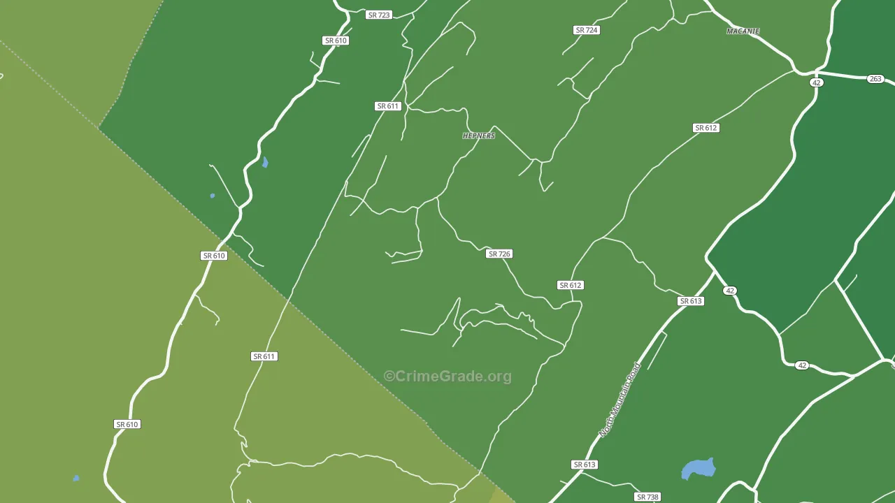 Hepners, VA Map of Vehicle Theft Rates