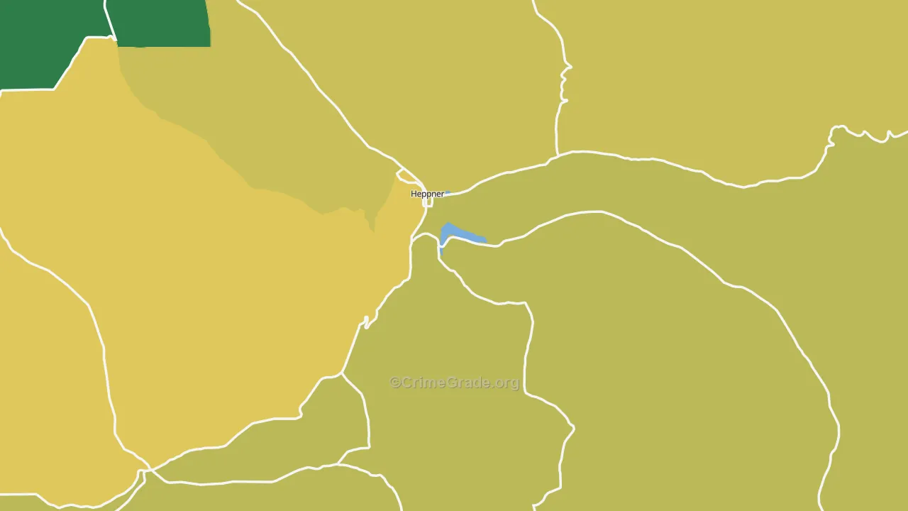 Heppner, OR Map of Vehicle Theft Rates
