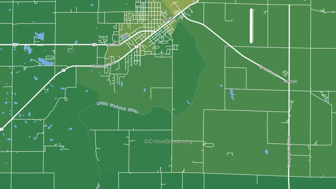 Herald, IL Map of Vehicle Theft Rates