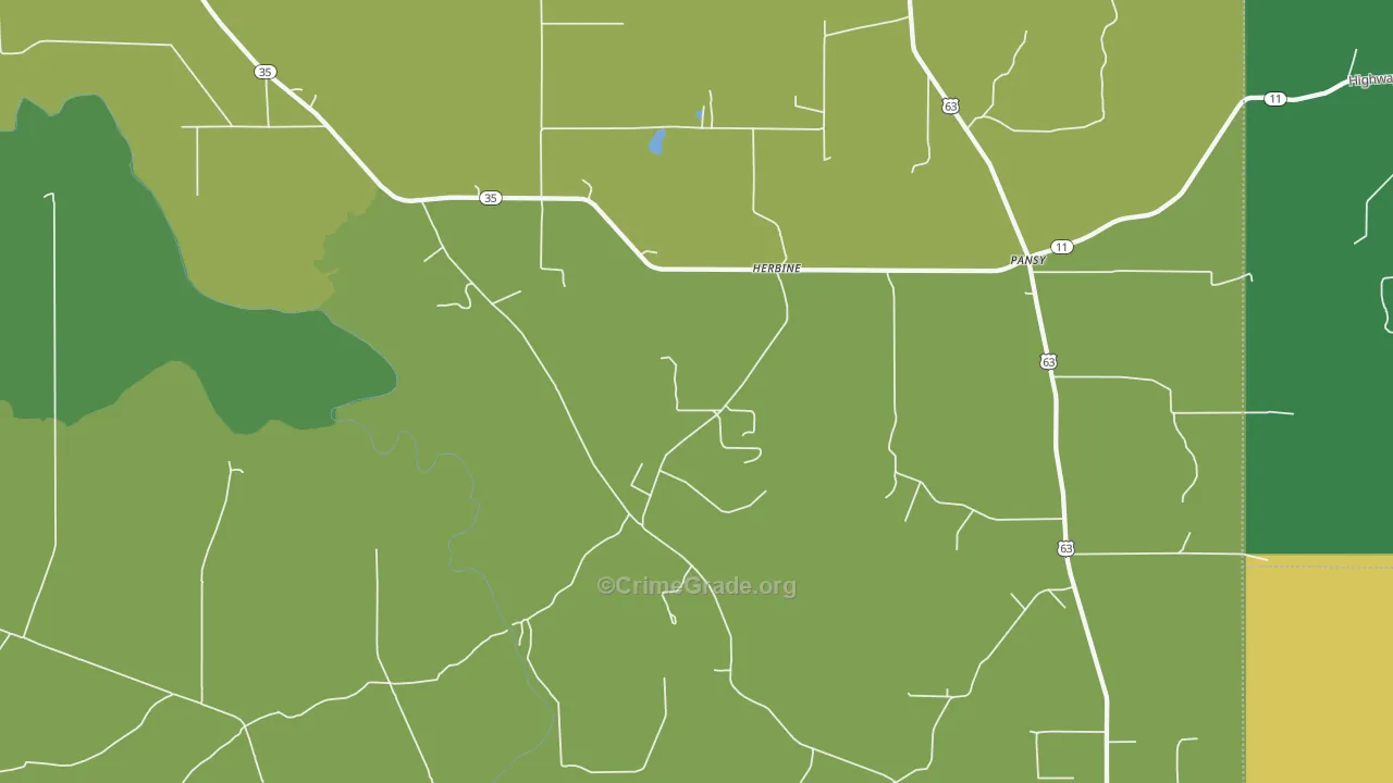 Herbine, AR Map of Vehicle Theft Rates