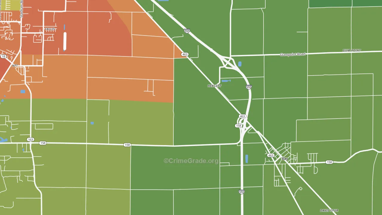 Hergett, AR Map of Vehicle Theft Rates